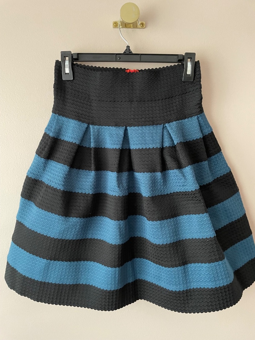 Anthropologi Ponte Bell Skirt By Girls from Savoy Blue & Black Stripe NWT
